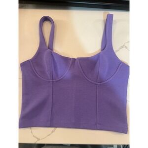Zara Purple Bustier Crop Top Structured Corset Style Sleeveless Purple Medium
